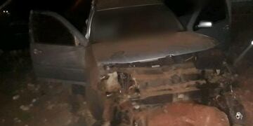 Así quedó el auto que despistó en Panambí\u002E