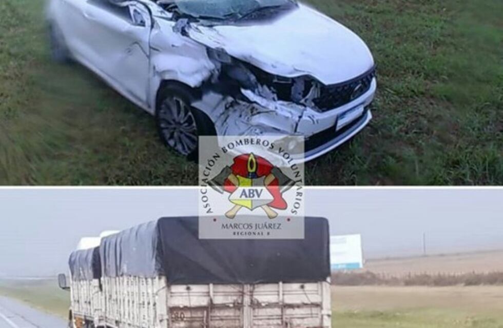 Marcos Juárez: chocaron un camión y un auto en autopista Córdoba - Rosario