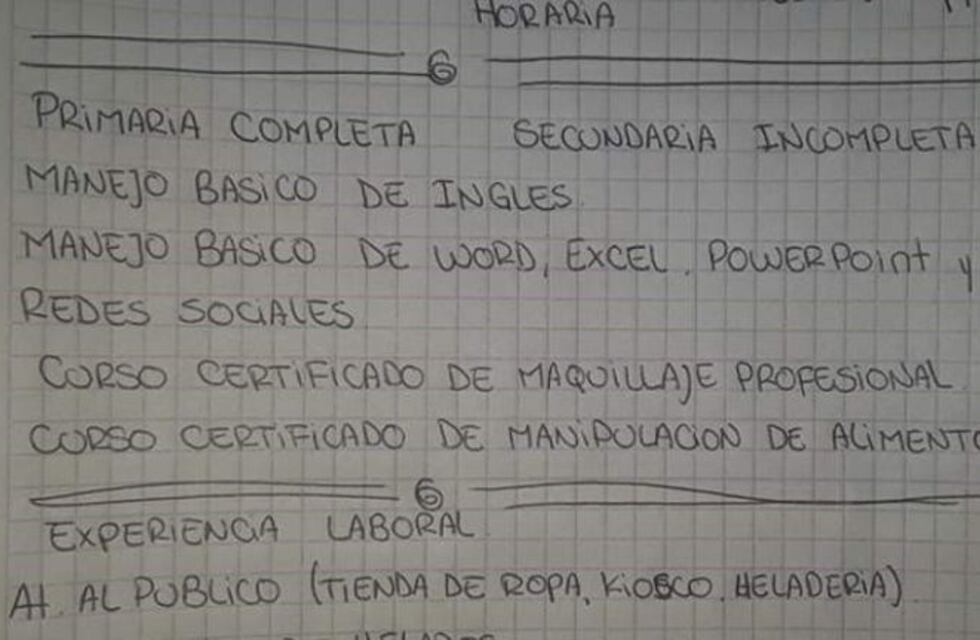 Conmovedor: una joven madre sanjuanina escribió su currículum a mano