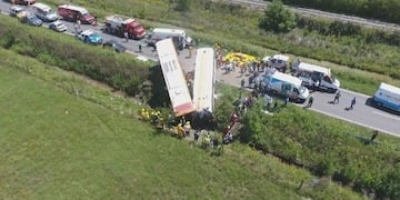 Imagen aérea del choque en la ruta 33