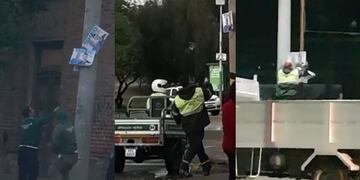 Trabajadores de la Municipalidad de San Luis arrancaron carteles de los demás candidatos\u002E