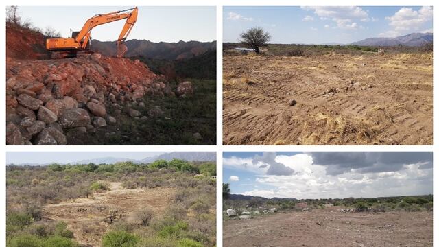 Esta composición fotográfica muestra diferentes aspectos de la construcción del anillo cortafuegos de Suyuque-Los Molles. Gentileza ANSL