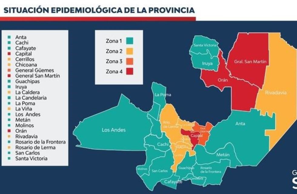 Coronavirus en Salta: así quedó el mapa epidemiológico de la provincia