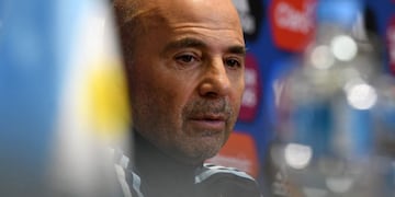 El entrenador de la selección argentina de fútbol, Jorge Sampaoli, ofrece el 04/09/2017 una conferencia de prensa en Buenos Aires, Argentina, en la que habló sobre el inminente partido ante Venezuela por las eliminatorias rumbo al Mundial de Rusia 2018\u002E foto: Jose Romero/telam/dpa