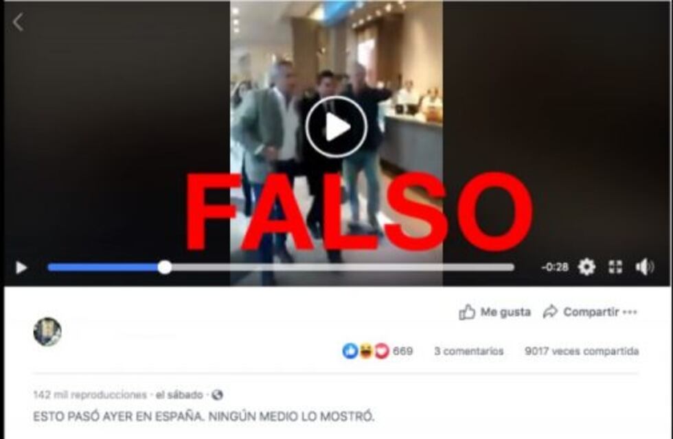 No, el video de Alberto Fernández peleándose en un shopping no fue filmado en España ni es actual