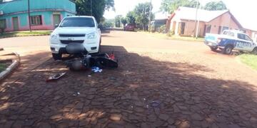 Itacaruaré: una persona fallecida a causa de un choque entre una camioneta y una motocicleta\u002E (Oberá)