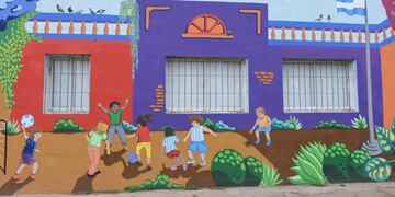 El mural sobre el mundial del Parquecito Islas Malvinas