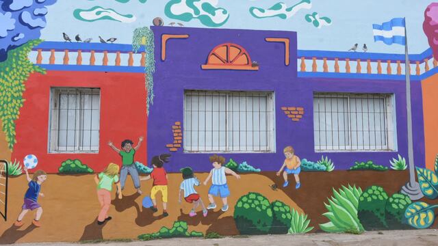 El mural sobre el mundial del Parquecito Islas Malvinas