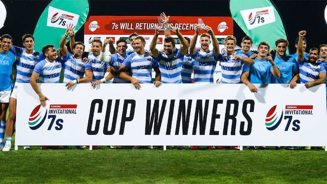 El seleccionado argentino de rugby seven, Los Pumas 7s gritó campeón en Dubai. / Gentileza.
