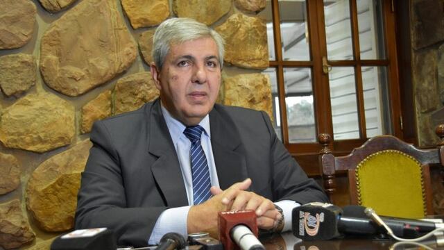 El vicegobernador de Jujuy, Carlos Haquim, en conferencia de prensa.
