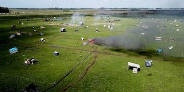 El predio tomado e Guernica luego del desalojo de este jueves\u002E (AP)