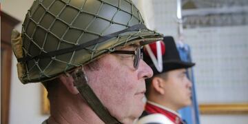 Casco usado en el acto de entrega de medallas