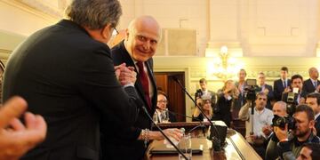 El gobernador busca apoyo del resto del arco político para que el proyecto avance en la Legislatura\u002E (Prensa Gobierno de Santa Fe)