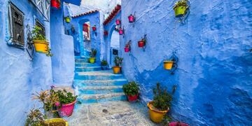 Beautiful blue medina of Chefchaouen city in Morocco, Africa\u002E