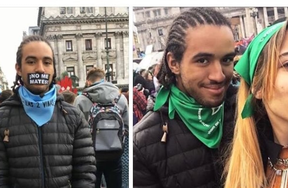 ¿Pañuelo verde o celeste? El chico que marchó a favor y en contra del aborto