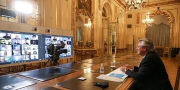 Alberto Fernández en el encuentro virtual de la Pastoral Social porteña (Foto: Presidencia de la Nación)