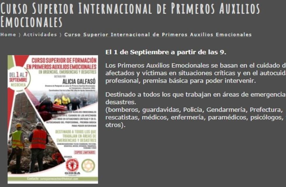 Curso Internacional de Primeros Auxilios Emocionales