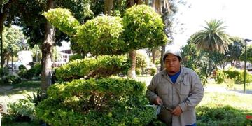 Adrián Fabián, el artista tropiario de la plaza San Martín en Tartagal\u002E (El Tribuno)