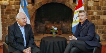 Ambos dirigentes charlaron en la sede de la Sociedad Rural\u002E (Prensa Gobierno de Santa Fe)