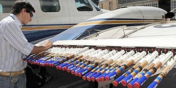 Los aviones de la lucha antigranizo operaron en los tres oasis productivos de Mendoza. Gentileza Gobierno de Mendoza