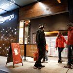 Amazon employees are pictured outside the Amazon Go brick-and-mortar grocery store without lines or checkout counters, in Seattle Washington, U.S. December 5, 2016. REUTERS/Jason Redmond