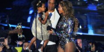 FILE - This Aug 24, 2014 file photo shows Beyonce on stage with Jay Z and their daughter Blue Ivy as she accepts the Video Vanguard Award at the MTV Video Music Awards in Inglewood, Calif. Beyonce announced on her Instagram account, Wednesday, Feb. 1, 201