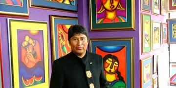 El pintor Roberto Mamani Mamani, uno de los organizadores del encuentro \