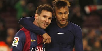 Lionel Messi y Neymar, cuando eran compañeros en el FC Barcelona. (Twitter)