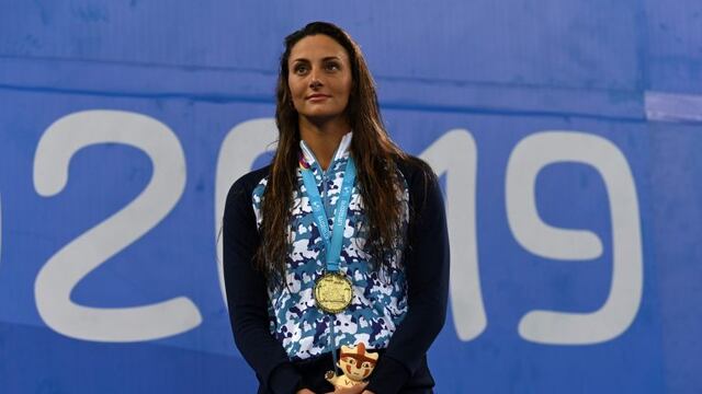 Virginia Bardach medalla de oro en los Juegos Panamericanos de Lima 2019. (Photo by Pedro PARDO / AFP)