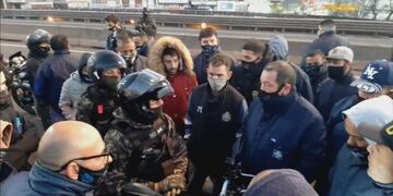 Conflictos entre choferes y la policía (Captura TN)