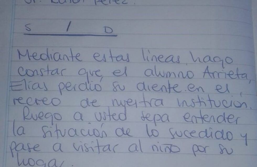 Alta Gracia: Perdió el diente en el colegio y su profesor le escribió una carta al Ratón Pérez