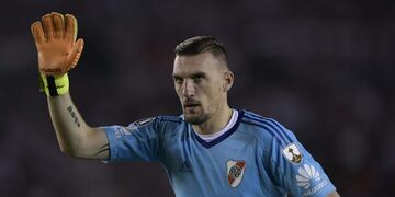 Franco Armani, entre los concentrados en River para enfrentar a Villa Dálmine\u002E Foto: AFP\u002E