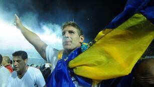 BUENOS AIRES 04/02/12\r\nPARTIDO DESPEDIDA DEL GOLEADOR DE BOCA JUNIORS MARTIN PALERMO ESTA NOCHE EN LA BOMBONERA FOTO:DYN/CARLOS GRECO\u002E buenos aires martin palermo partido despedida del futbolista de boca juniors futbol despedida retiro del jugador