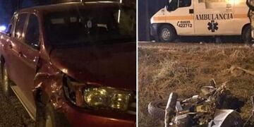Choque moto y camioneta en Alvear
