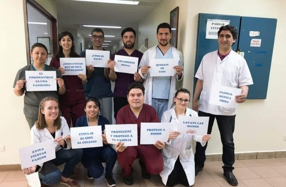 Los profesionales de la salud del HRRG realizan una campaña de concientización por el coronavirus
