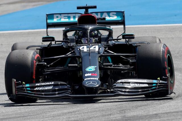 Mercedes driver Lewis Hamilton of Britain steers his car during the qualifying session at the Red Bull Ring racetrack in Spielberg, Austria, Saturday, July 4, 2020\u002E The Austrian Formula One Grand Prix will be held on Sunday\u002E (AP Photo/Darko Bandic)