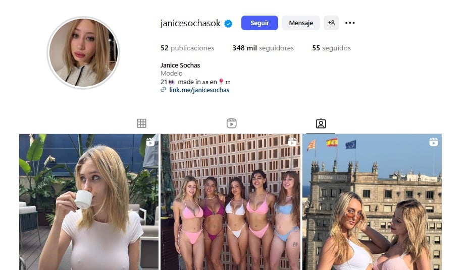 Perfil de Instagram de la nueva compañera de L-Gante.