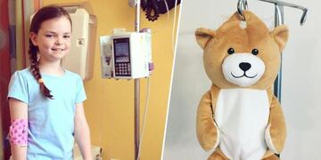 Ella Casano tiene 12 años y creó un osito de peluche para ocultar el suero en unidades pediátricas