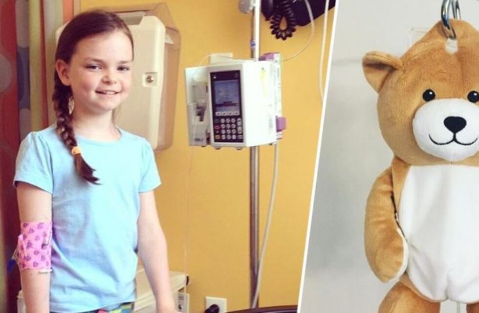Tiene 12 años y diseñó un osito de peluche para ocultar el suero en hospitales pediátricos