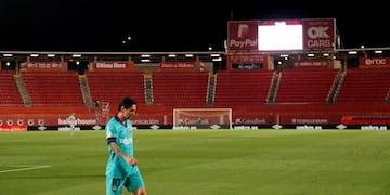 Soccer Football - La Liga Santander - RCD Mallorca v FC Barcelona - Iberostar Stadium, Palma, Spain - June 13, 2020 Barcelona's Lionel Messi during the match, as play resumes behind closed doors following the outbreak of the coronavirus disease (COVID-19) REUTERS/Albert Gea