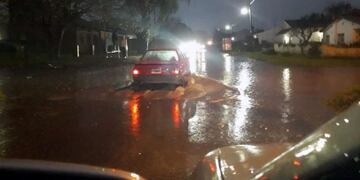 Calle inundada en Mar del Plata\u002E