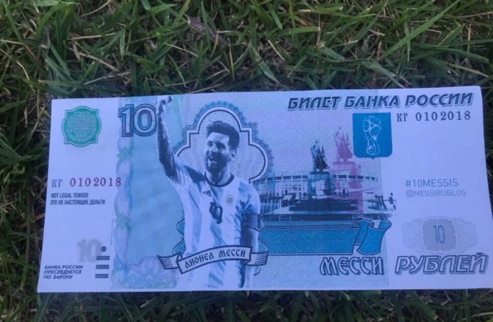 Messi juega de 'falso 9' y también es la imagen de un billete trucho