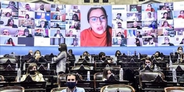 La diputada Carolina Moisés (FdT-Jujuy) en sesión virtual de la Cámara baja nacional\u002E