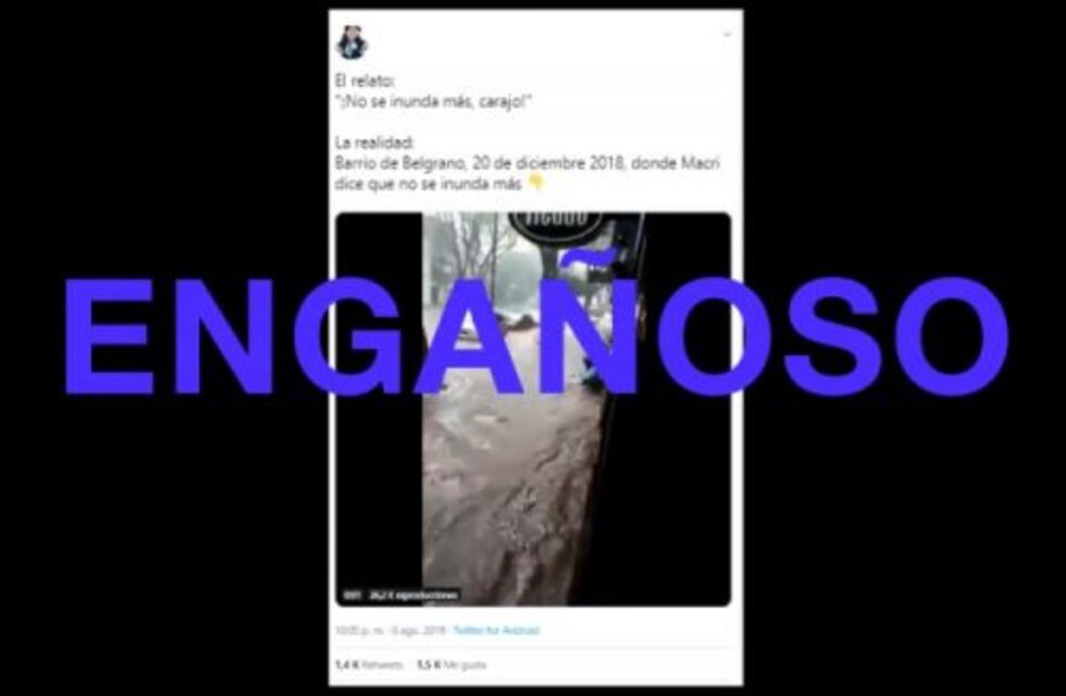 El video de la calle inundada es en Belgrano, no en el sitio donde Macri dijo que no se inunda más