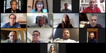 Autoridades de Juntos por el Cambio en un encuentro virtual\u002E