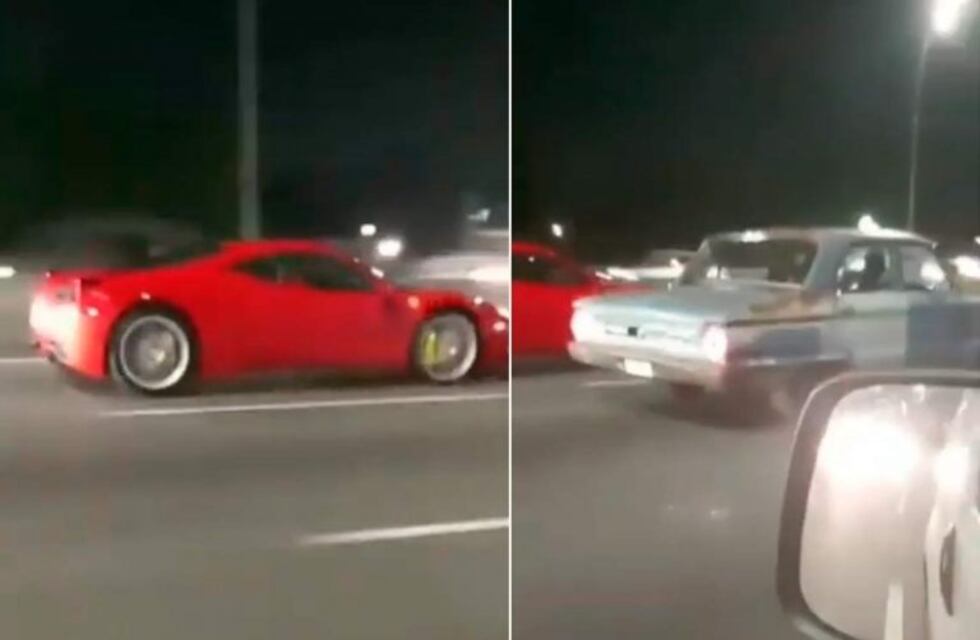 Tremendo video de una picada entre un Ford Falcon y una Ferrari por la avenida General Paz