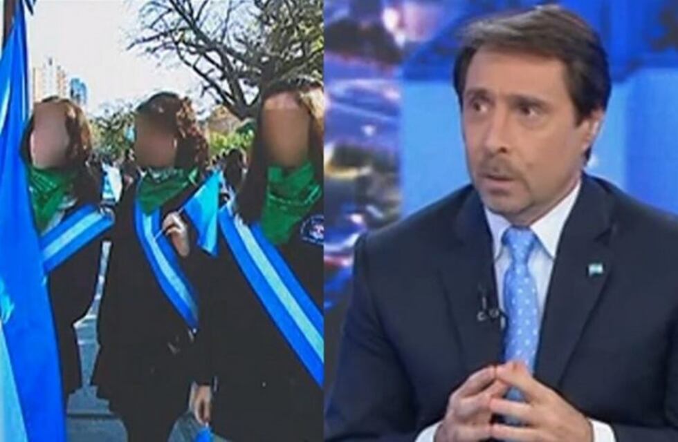 Eduardo Feinmann, indignado por la foto de una abanderada y sus escoltas usando el pañuelo verde
