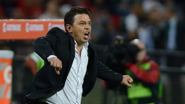 Argetina's River Plate coach Marcelo Gallardo reacts during their Libertadores Cup football match against Colombia's Atletico Medellin at the Atanasio Girardot stadium in Medellin, Colombia on March 15, 2017.  / AFP PHOTO / Camilo Gilrn medellin colombia