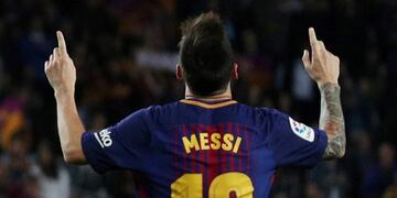 Soccer Football - Spanish La Liga Santander - Barcelona vs Espanyol - Barcelona, Spain - September 9, 2017 BarcelonaÕs Lionel Messi celebrates REUTERS/Albert Gea españa lionel messi campeonato torneo liga española español futbol futbolistas partido barcelona Espanyol