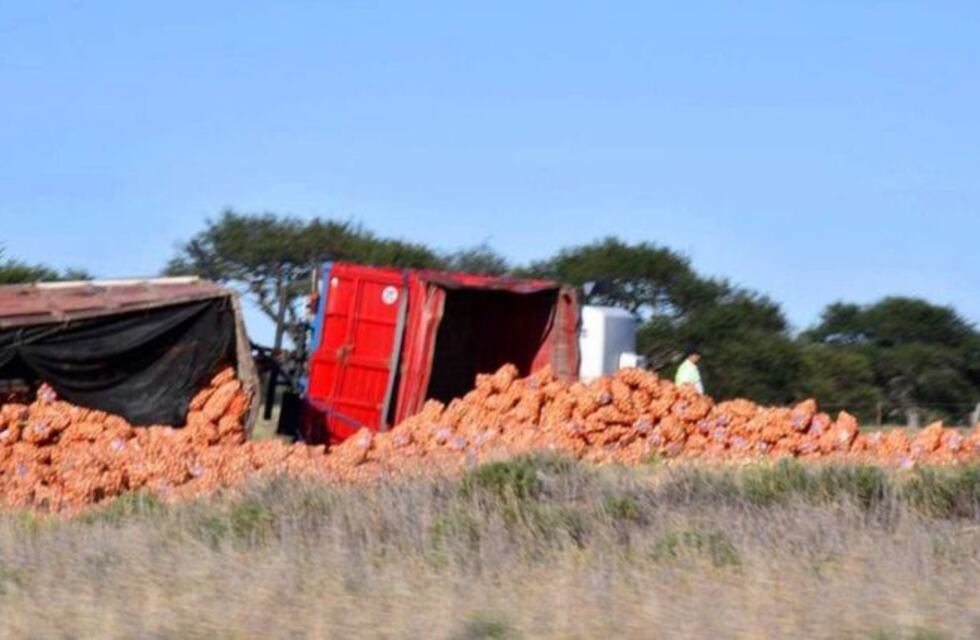 Un camión cargado de cebollas volcó en la Ruta Provincial N° 1, cerca de Guatraché